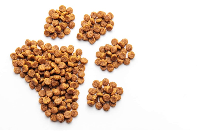 High-quality dog food kibble with balanced nutrition for healthy dogs.