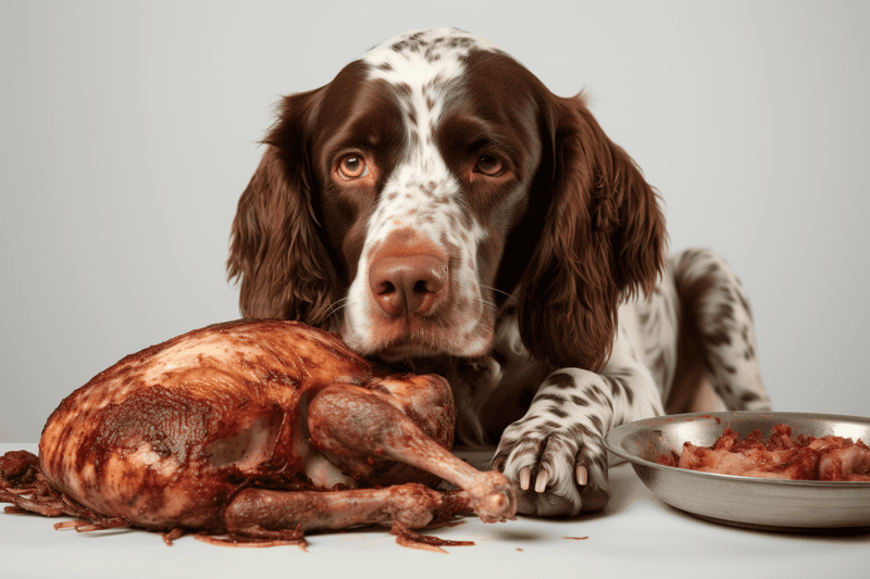 Adorable dog licking raw meat, dogs enjoy fresh, healthy food for optimal health.