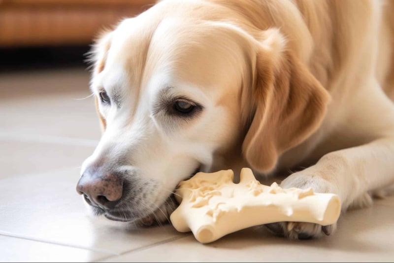 Dog chew toy for puppies and dogs, durable and safe. Perfect for teething and dental health.