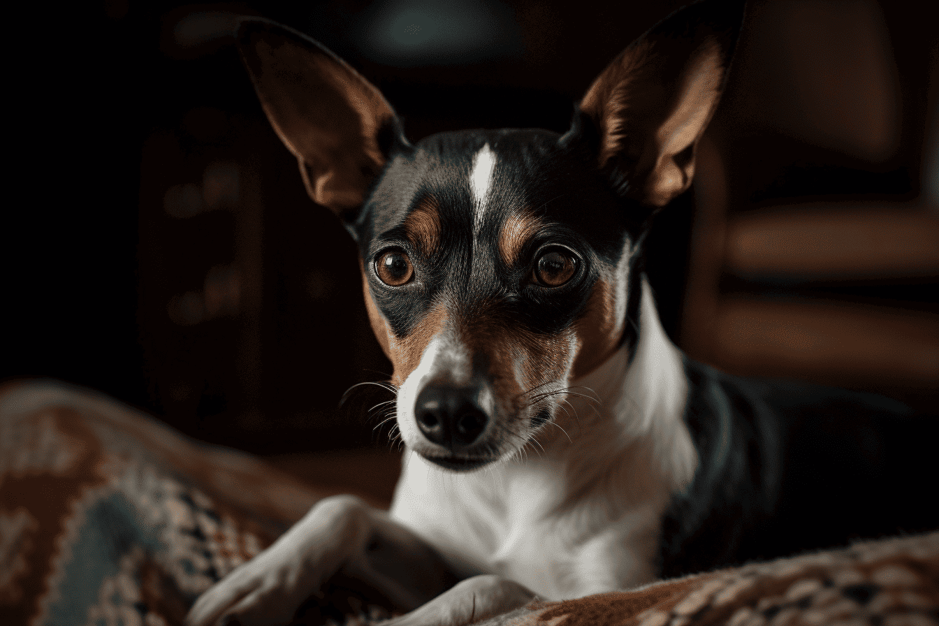 Adorable tricolor dog with alert ears and soulful eyes, perfect for pet lovers and dog enthusiasts.