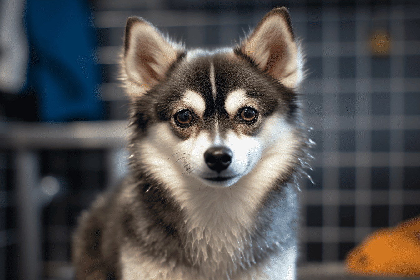 Playful and cute Husky dog ready for a walk or cuddle.