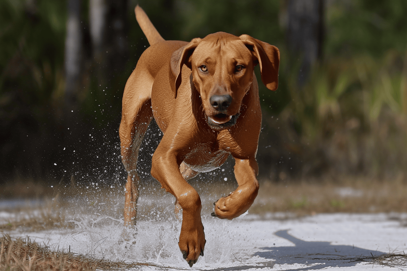 Bright, energetic Labrador retriever enjoying outdoor water play.