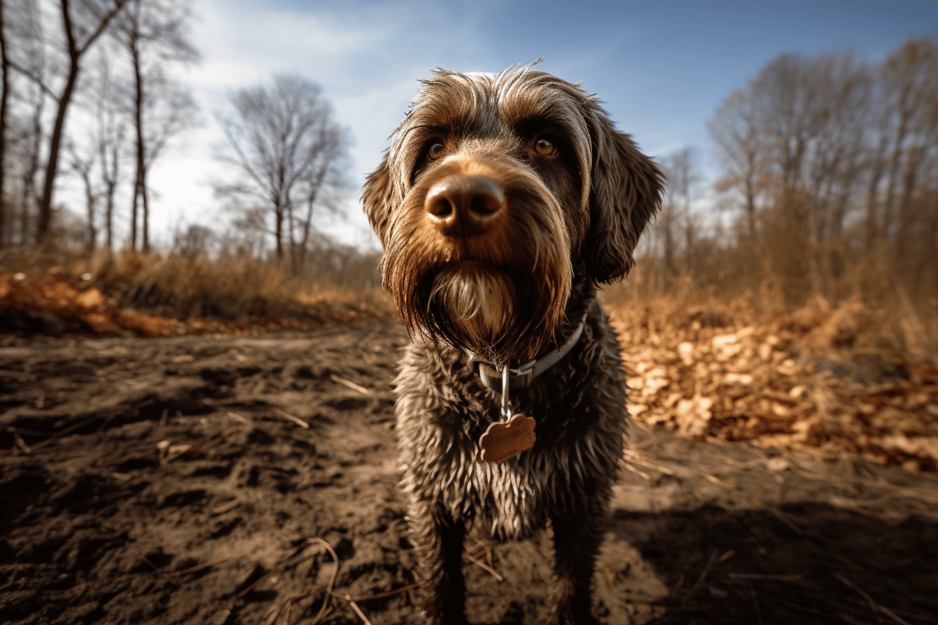 Adorable dog enjoying outdoor walk in nature.