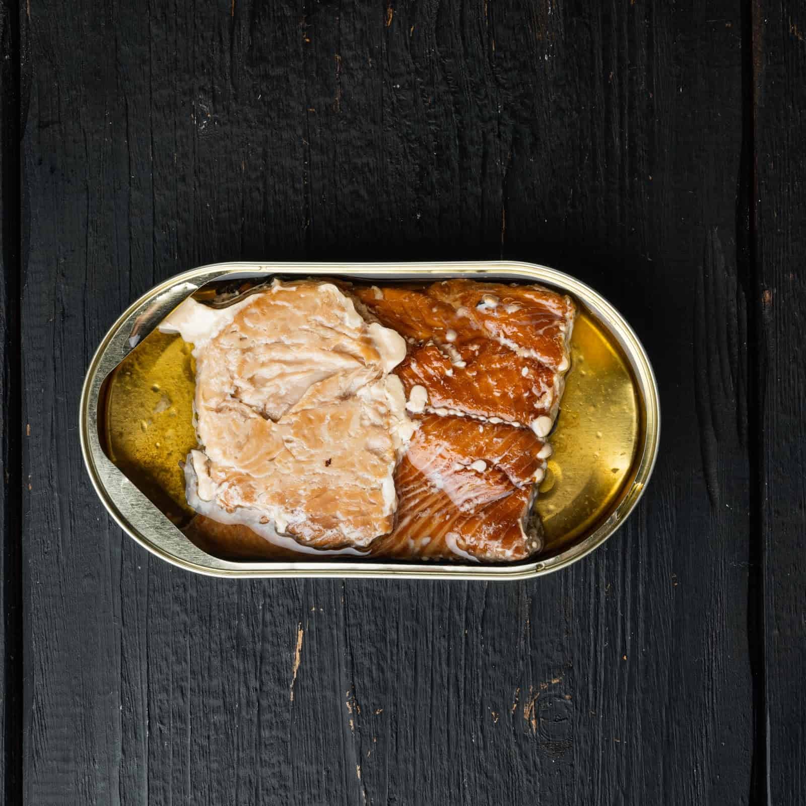 Canned fish in oil for healthy dog diet, optimal for pet nutrition and wellness.