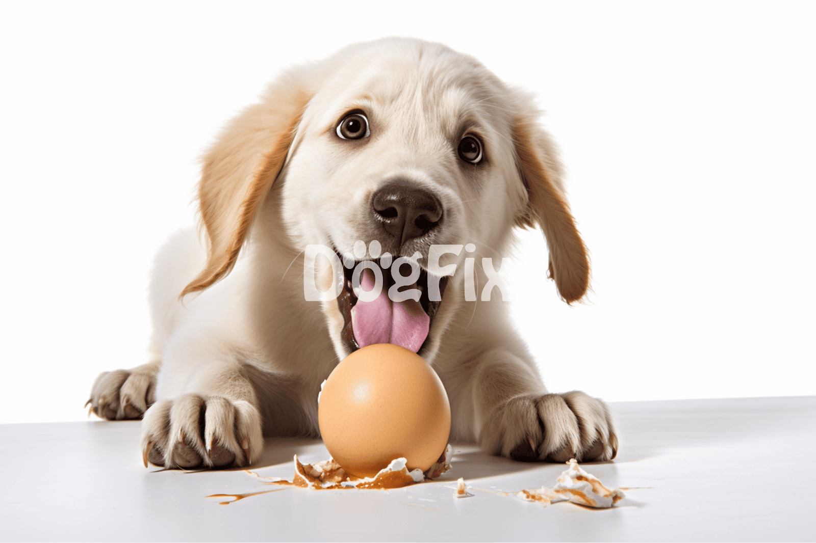 Dog playing with an egg, cute and playful puppy, pet care, dog training, health, pet grooming.