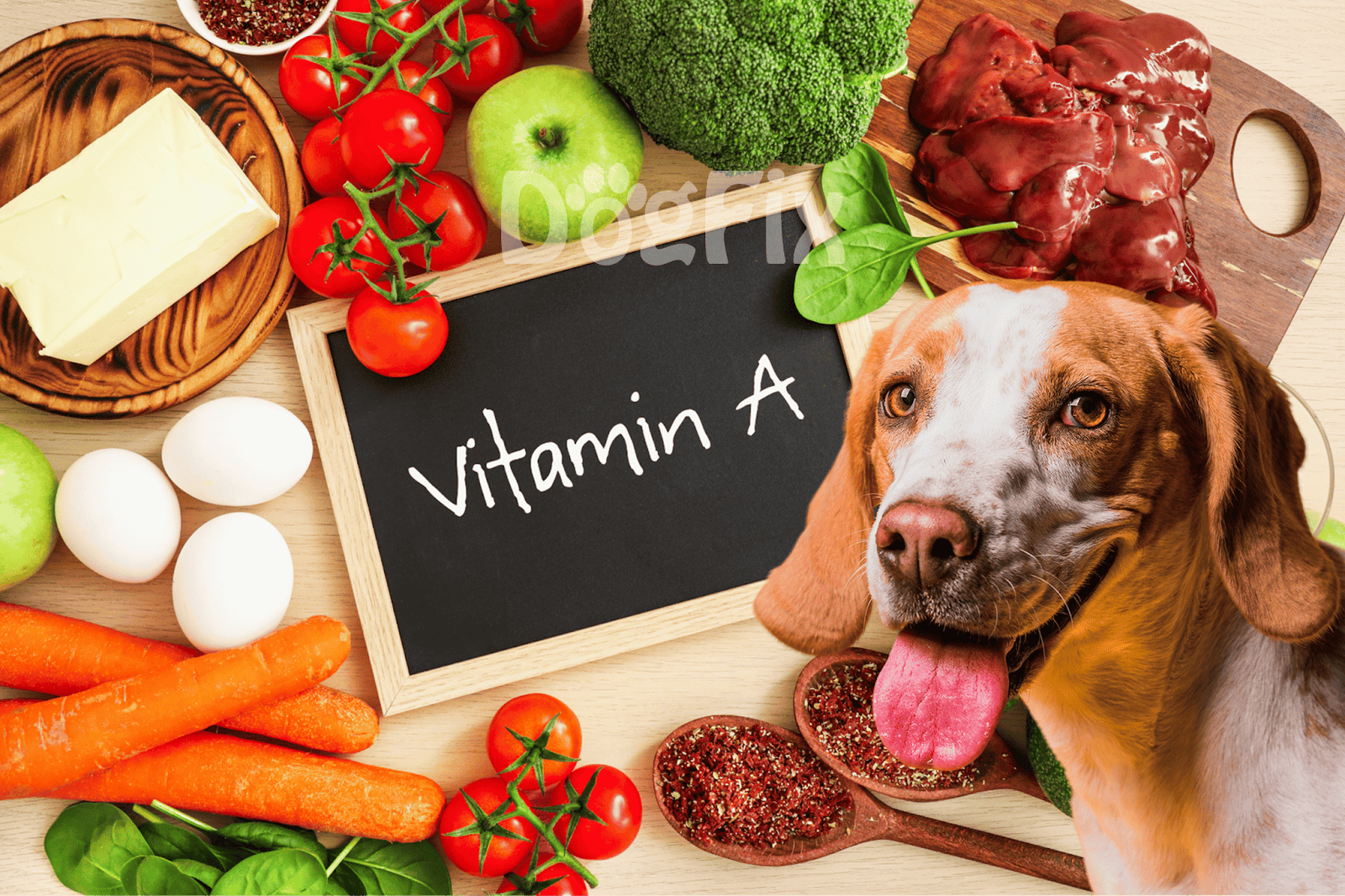 Dog-friendly vegetables and eggs for canine health.