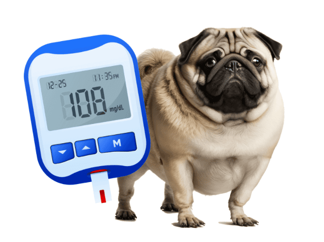 Dog blood glucose monitor for pet diabetes management.