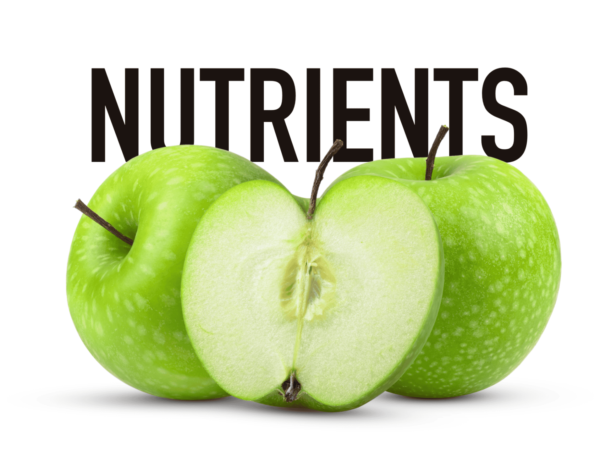 Bright green apple with a sliced half showing juicy interior, highlighting healthy nutrients for dogs.