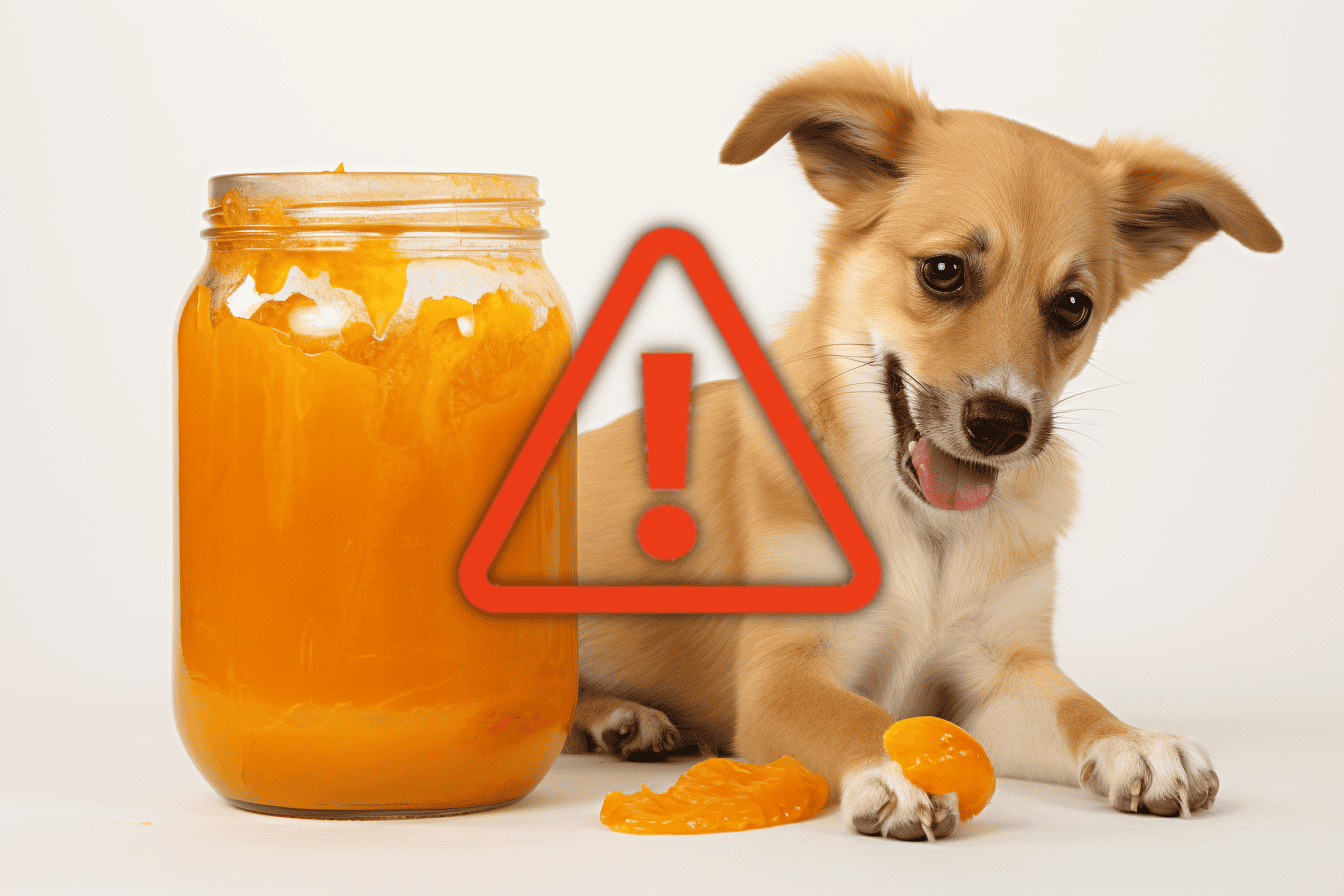 Warning sign about dangerous foods for dogs, emphasizing pet health and safety.