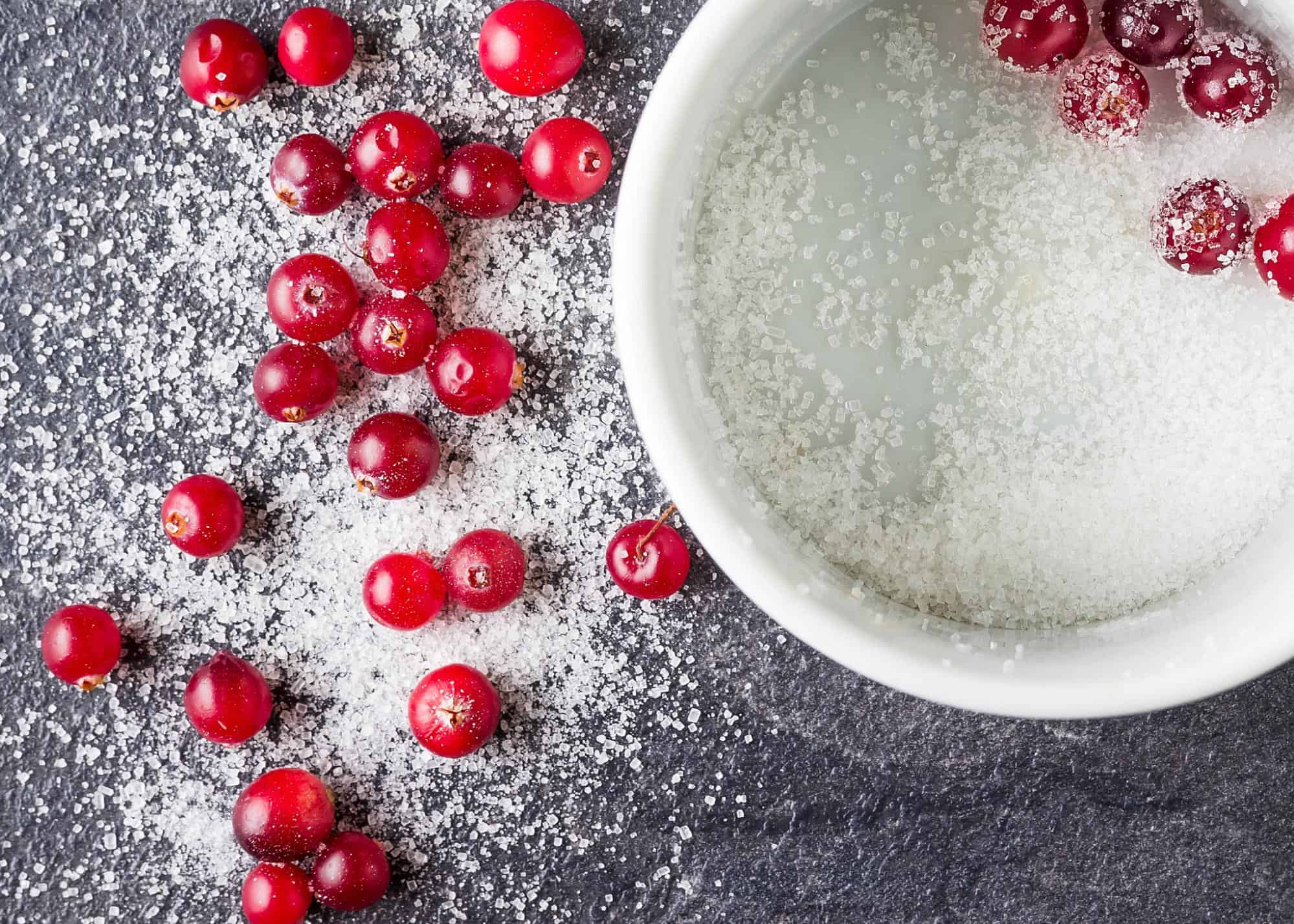Cranberries and sugar, perfect for holiday recipes and desserts.