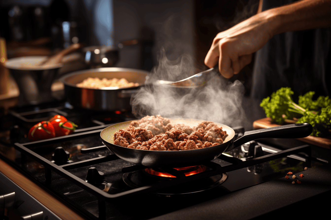 What is the proper way to cook ground beef for dogs