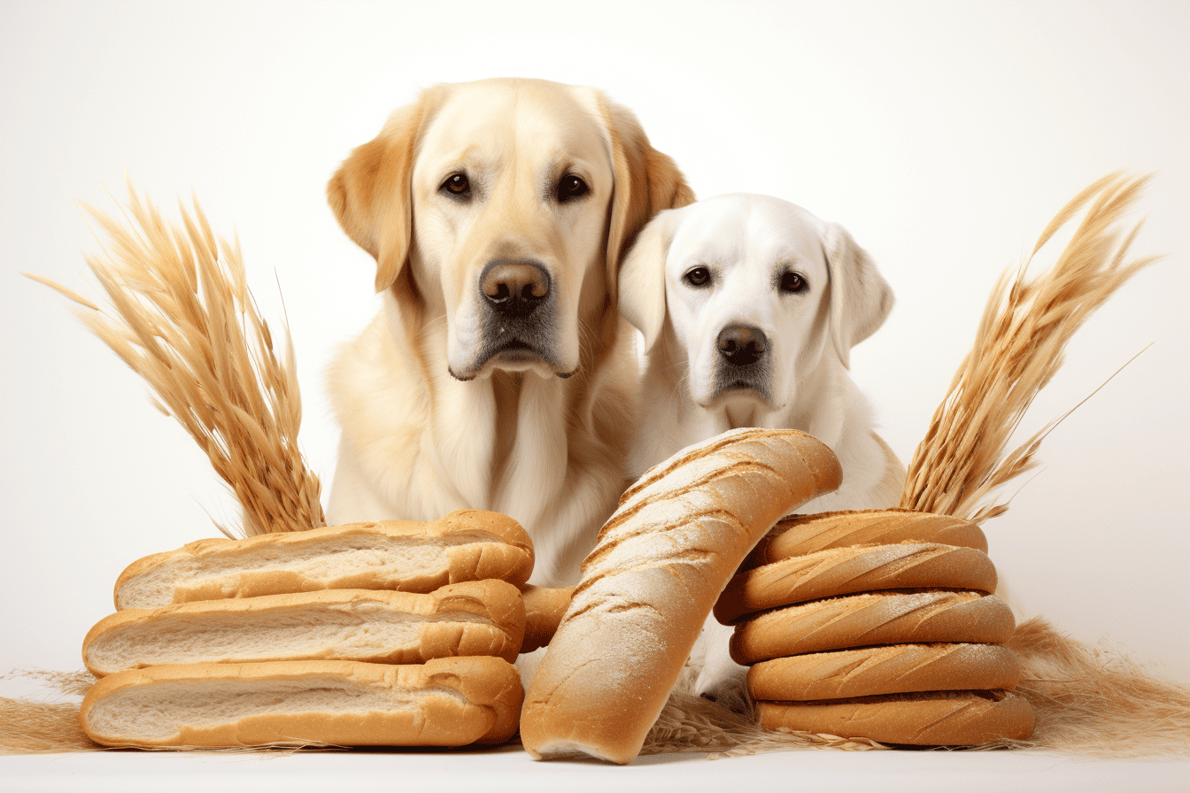 Dog-friendly bread with Labrador retrievers, emphasizing healthy treats and pet care.