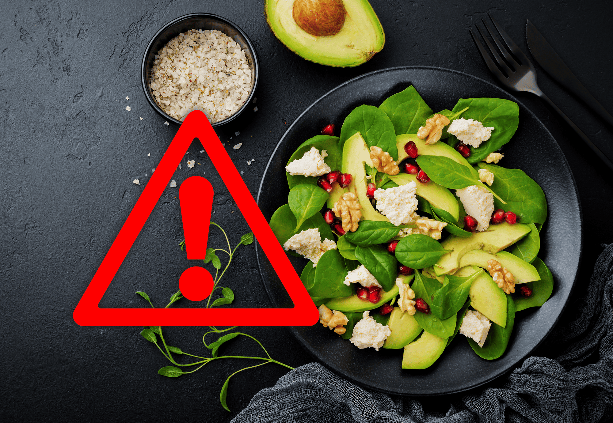 Dog food safety alert about avocado and human food ingredients.