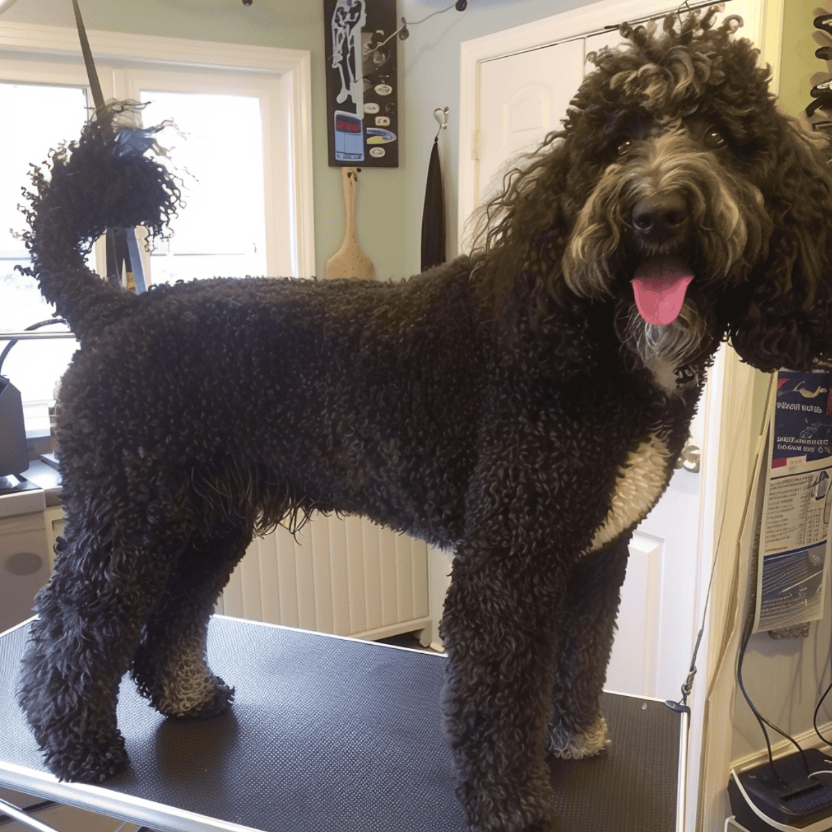 Happy dog after grooming session.