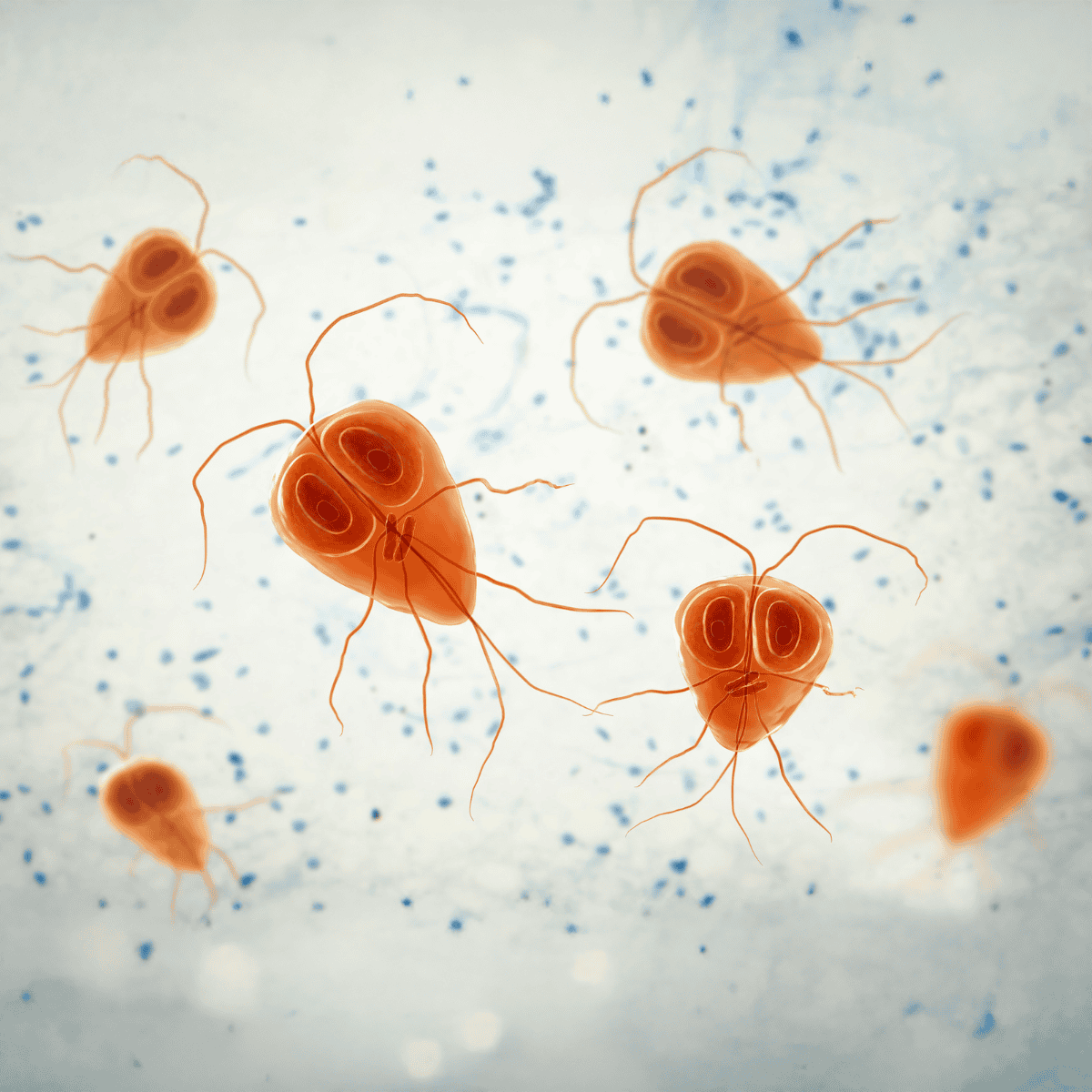 Close-up of microscopic dog parasites, used for pet health diagnostics and parasite treatment guidance.