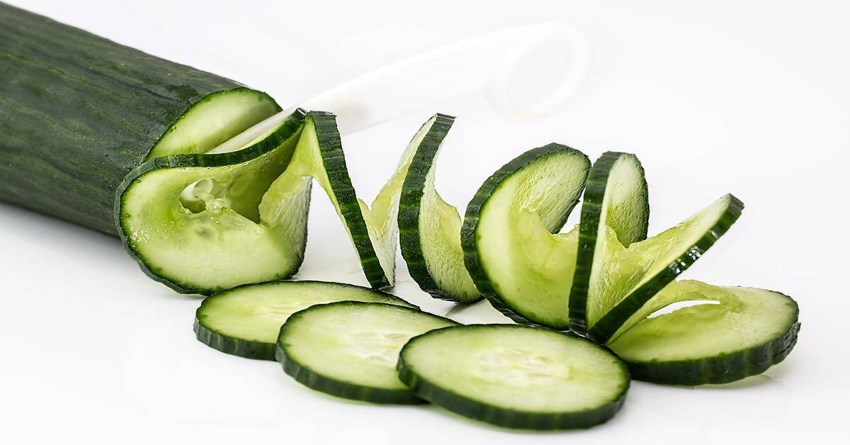 Cucumber slices and whole cucumber for healthy fresh snack or recipe ingredient.