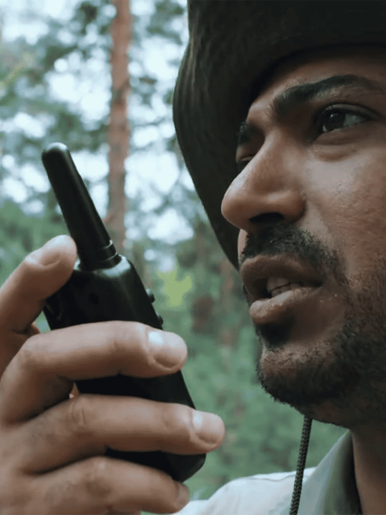 Walkie-talkie for outdoor dog communication.