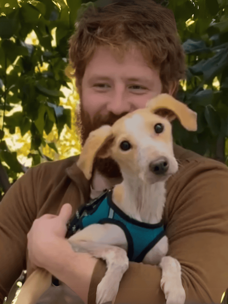 Adorable dog and owner.