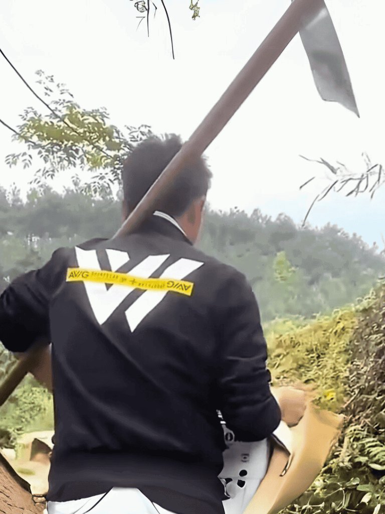 Pickaxe for outdoor digging exercises with a person in a natural setting.