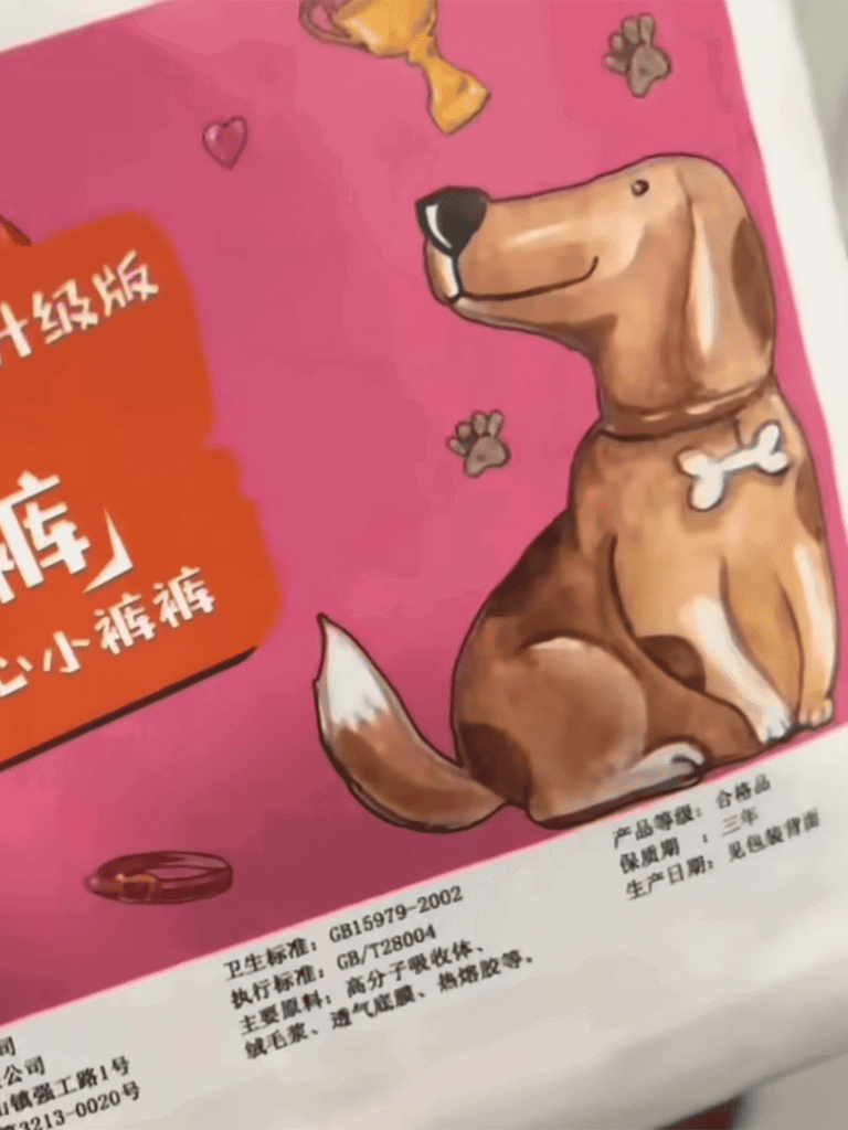 Dog supplement for health and vitality, with a cute dog illustration on pink packaging.
